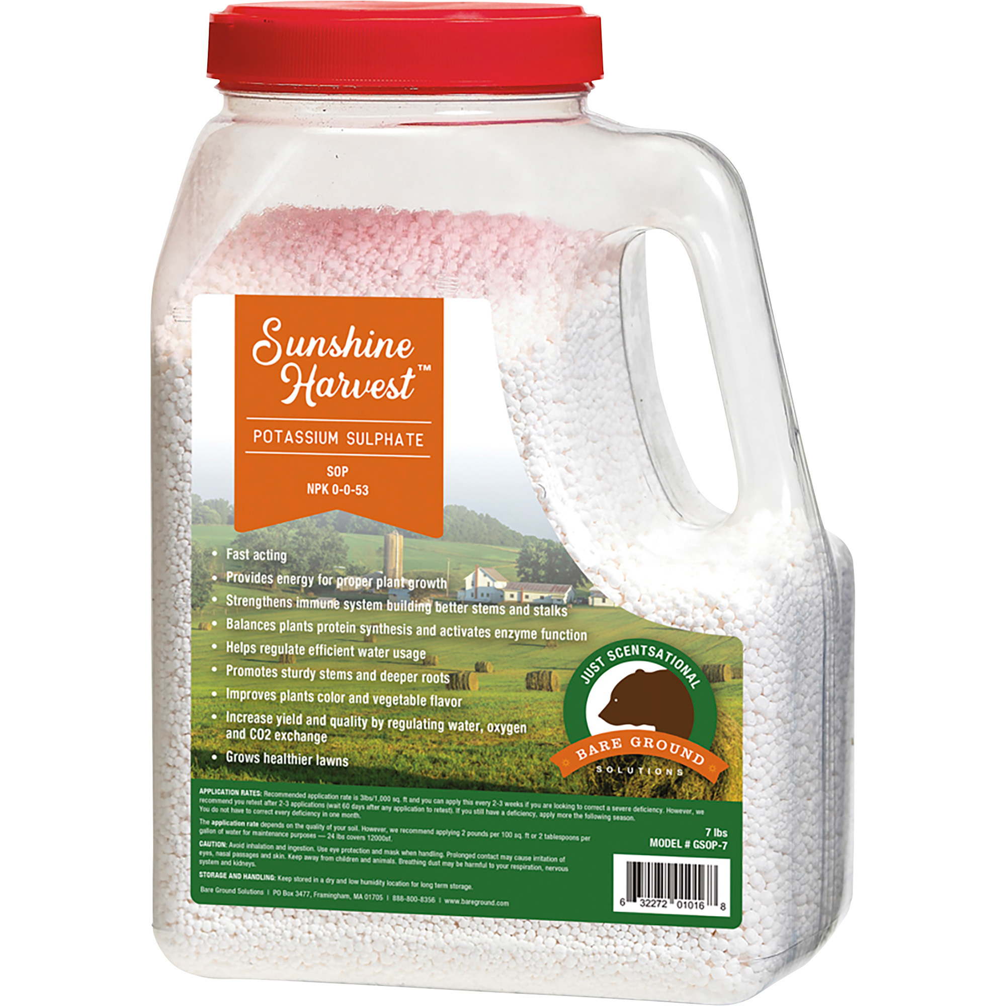 Bare Grounds Just Scentsational Sunshine Harvest Potassium Sulphate (SOP) Fertilizer, 12-Lb. Shaker Jug, Model# GSOP-12